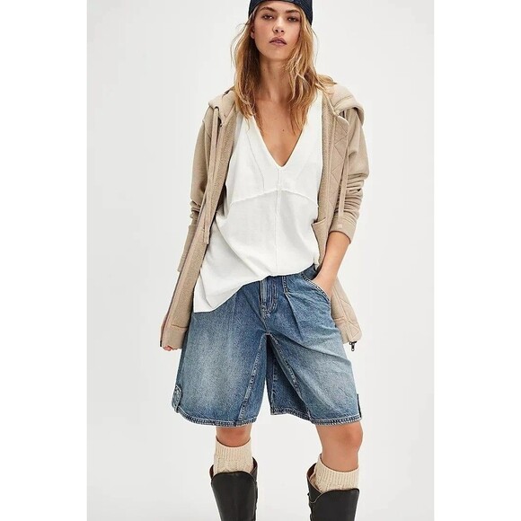 Free People Redwood Cardi Jacket Hoodie Top Soft Cotton Zip-up Slouchy S 283974 - Picture 2 of 12